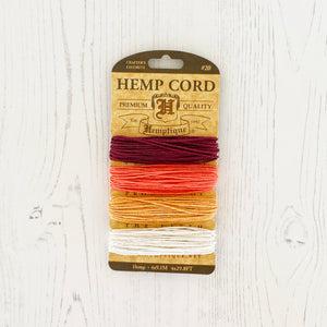 Hemptique 100% Hemp Cord, 4 x 9.1m, 1mm wide. Colour: Coral Reef