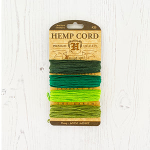Hemptique 100% Hemp Cord, 4 x 9.1m, 1mm wide. Colour: Emerald