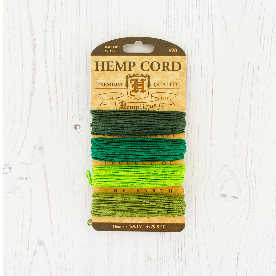 Hemptique 100% Hemp Cord, 4 x 9.1m, 1mm wide. Colour: Emerald