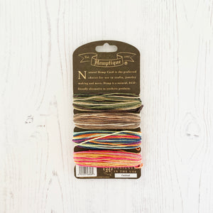 Hemptique 100% Hemp Cord, 4 x 9.1m, 1mm wide. Colour: Variegated Festival