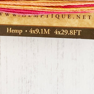 Hemptique 100% Hemp Cord, 4 x 9.1m, 1mm wide. Colour: Variegated Festival