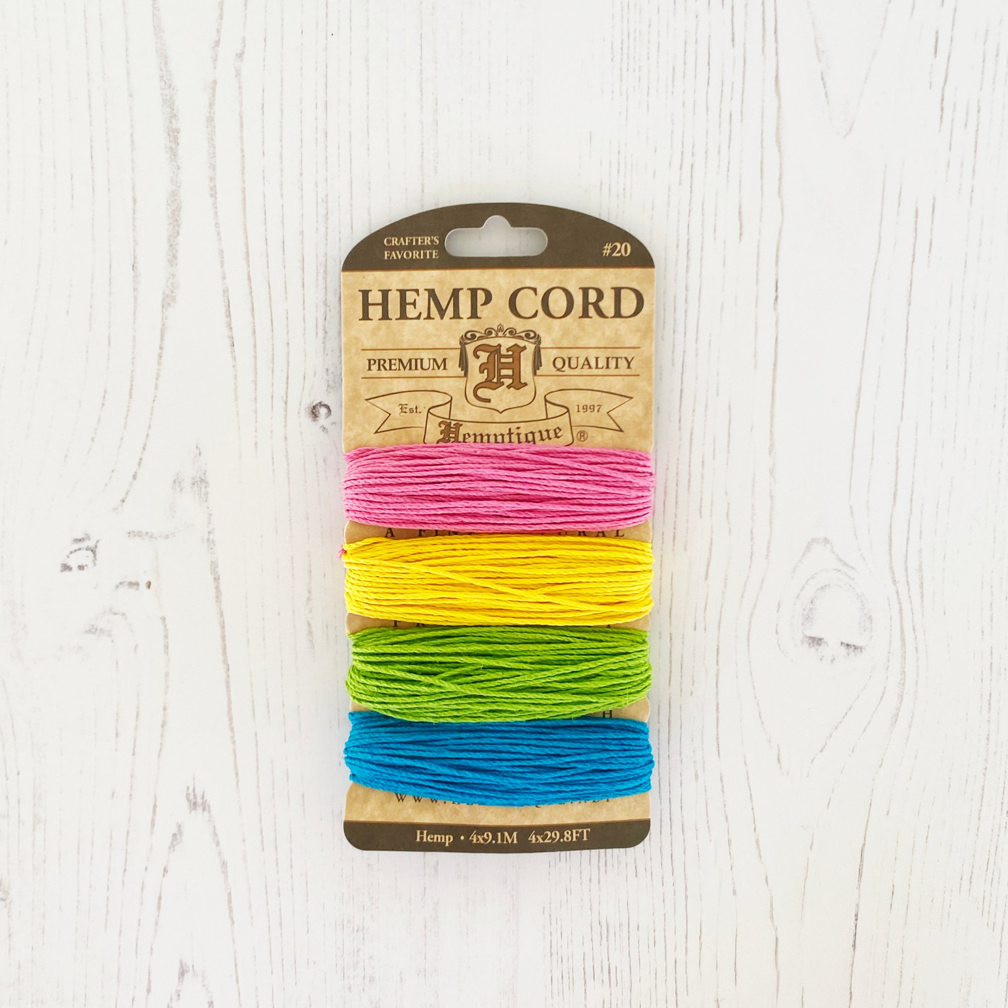Hemptique 100% Hemp Cord, 4 x 9.1m, 1mm wide. Colour: Razzle