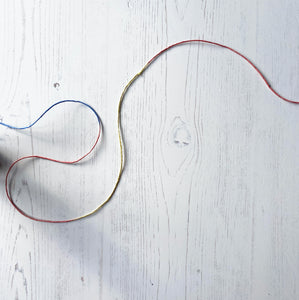 Hemp Cord: Blue, Red and Yellow, Variegated, 5 or 10mm, 1mm wide