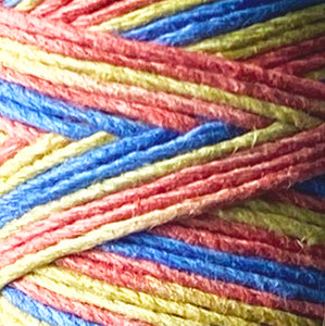 Hemp Cord: Blue, Red and Yellow, Variegated, 5 or 10mm, 1mm wide