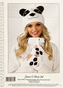 Knitting Pattern: Owl and Panda Hat and Fingerless Gloves for Adults in DK Yarn