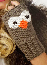Load image into Gallery viewer, Knitting Pattern: Owl and Panda Hat and Fingerless Gloves for Adults in DK Yarn
