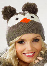Load image into Gallery viewer, Knitting Pattern: Owl and Panda Hat and Fingerless Gloves for Adults in DK Yarn
