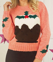 Load image into Gallery viewer, Knitting Pattern: Adult Sweater with Christmas Pudding
