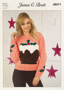 Knitting Pattern: Adult Sweater with Christmas Pudding