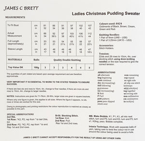 Knitting Pattern: Adult Sweater with Christmas Pudding