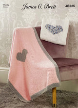 Load image into Gallery viewer, Knitting Pattern: Baby Blankets with Love Heart in Flutterby Chunky Yarn
