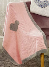 Load image into Gallery viewer, Knitting Pattern: Baby Blankets with Love Heart in Flutterby Chunky Yarn
