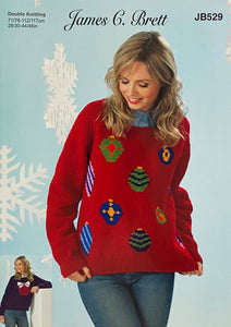 Knitting Pattern: Adult Sweater with Christmas Baubles