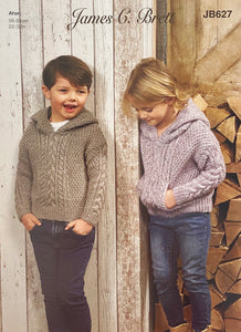 Knitting Pattern: Hooded Sweater for Kids in Aran Yarn