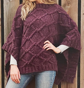 Knitting Pattern: Ladies Ponchos with Cable in Chunky Yarn