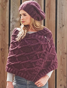 Knitting Pattern: Ladies Ponchos with Cable in Chunky Yarn