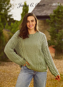 Knitting Pattern: Ladies Cable Sweater in Chunky Yarn