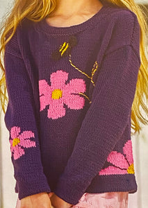 Knitting Pattern: Cotton Flower Sweater for 3-12 Years