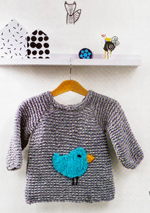 Knitting Pattern: Sweater with Bunny or Bird in Chunky Yarn for Kids