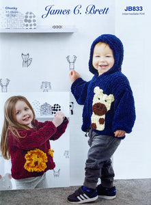 Knitting Pattern: Hoodie with Lion or Giraffe in Chunky Yarn for Kids