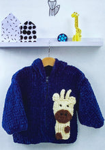 Load image into Gallery viewer, Knitting Pattern: Hoodie with Lion or Giraffe in Chunky Yarn for Kids
