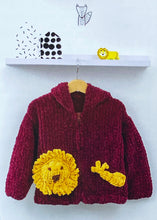 Load image into Gallery viewer, Knitting Pattern: Hoodie with Lion or Giraffe in Chunky Yarn for Kids
