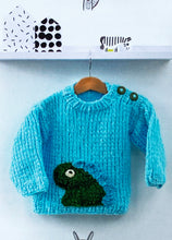 Load image into Gallery viewer, Knitting Pattern: Sweater with Dinosaur or Bear in Chunky Yarn for Kids
