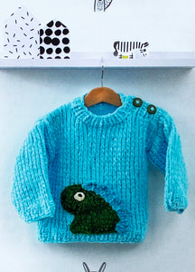 Knitting Pattern: Sweater with Dinosaur or Bear in Chunky Yarn for Kids