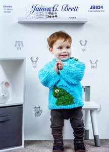 Knitting Pattern: Sweater with Dinosaur or Bear in Chunky Yarn for Kids