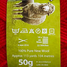 Load image into Gallery viewer, DK Yarn: Merino Blend, Red, 50g
