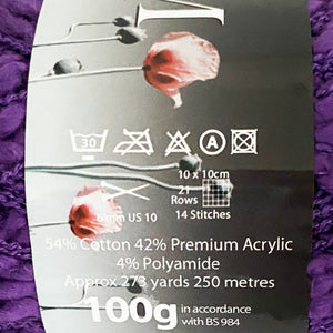 Chunky Yarn: Opium, Purple, 100g
