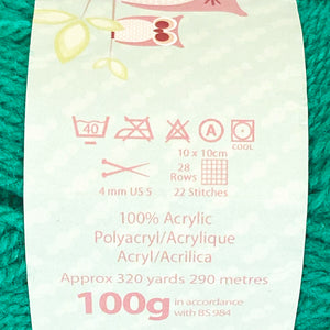 DK Yarn: King Cole Pricewise DK, Jade, 100g