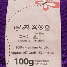 Load image into Gallery viewer, Chunky Yarn: Big Value Chunky in Purple, 100g
