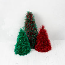 Load image into Gallery viewer, Knitting Kit: Christmas Trees in Tinsel Yarn
