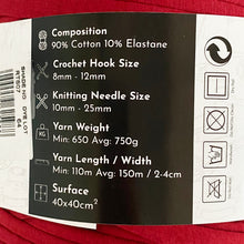 Load image into Gallery viewer, Yarn: Retwisst Tshirt Yarn, 100% Recycled, Red 650g
