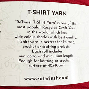 Yarn: Retwisst Tshirt Yarn, 100% Recycled, Red 650g
