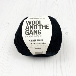 Yarn: Wool and the Gang Shiny Happy Cotton in Cinder Black, 100g