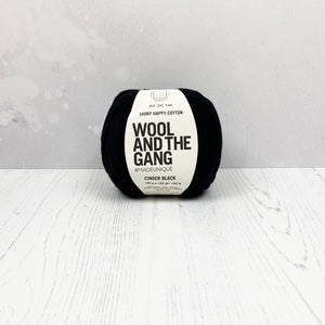 Yarn: Wool and the Gang Shiny Happy Cotton in Cinder Black, 100g