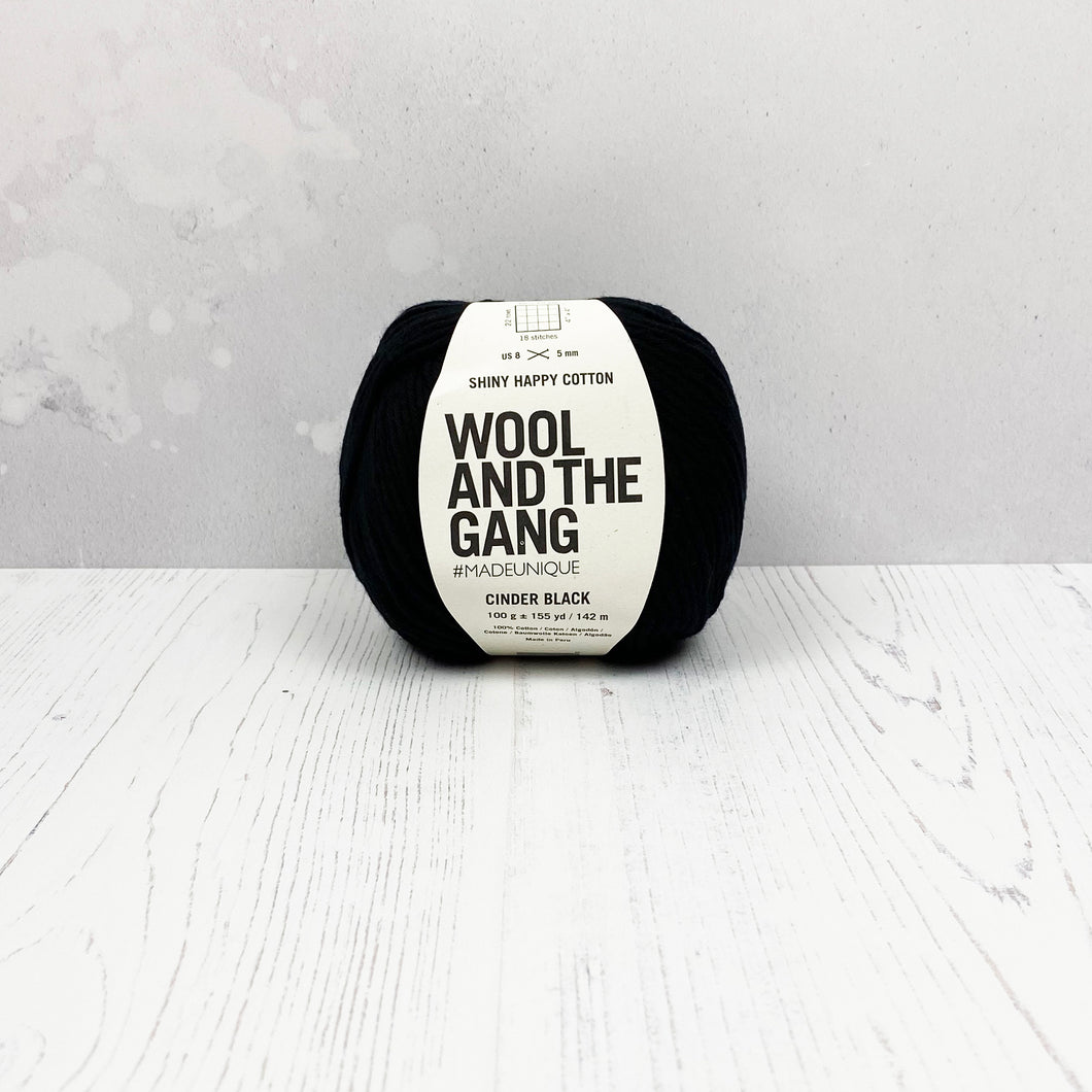 Yarn: Wool and the Gang Shiny Happy Cotton in Cinder Black, 100g