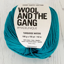 Load image into Gallery viewer, Yarn: Wool and the Gang Shiny Happy Cotton in Turquoise Waters, 100g
