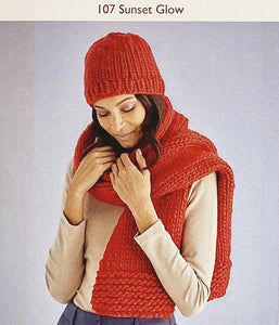 Pattern + Yarn: Hat and Scarf in Red Super Chunky Yarn