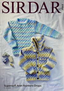 Knitting Pattern: Aran Sweater and Hooded Cardigan for 2-13 years