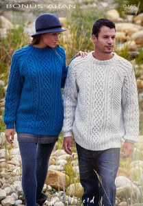 Knitting Pattern: Unisex Round Neck Aran Sweaters