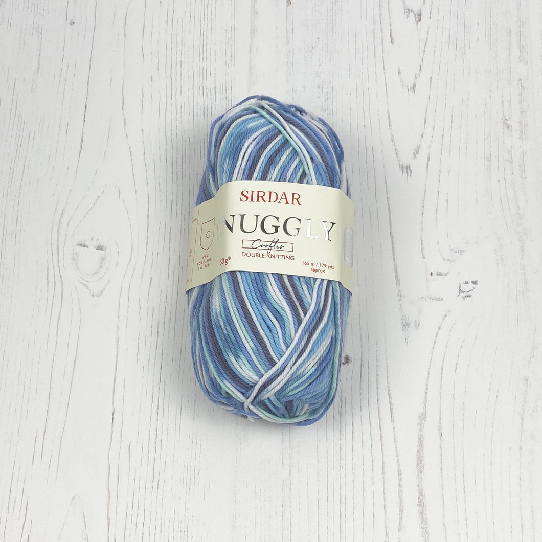 DK Yarn: Blue and White Baby Yarn. Sirdar Snuggly Crofter, 50g