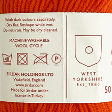 Load image into Gallery viewer, DK Yarn: Sirdar Stories Cotton Yarn, Fire, Orange, 50g
