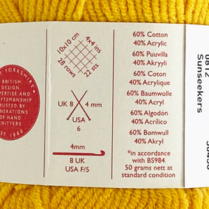 DK Yarn: Sirdar Stories Cotton Yarn, Sunseekers, Yellow Gold 50g