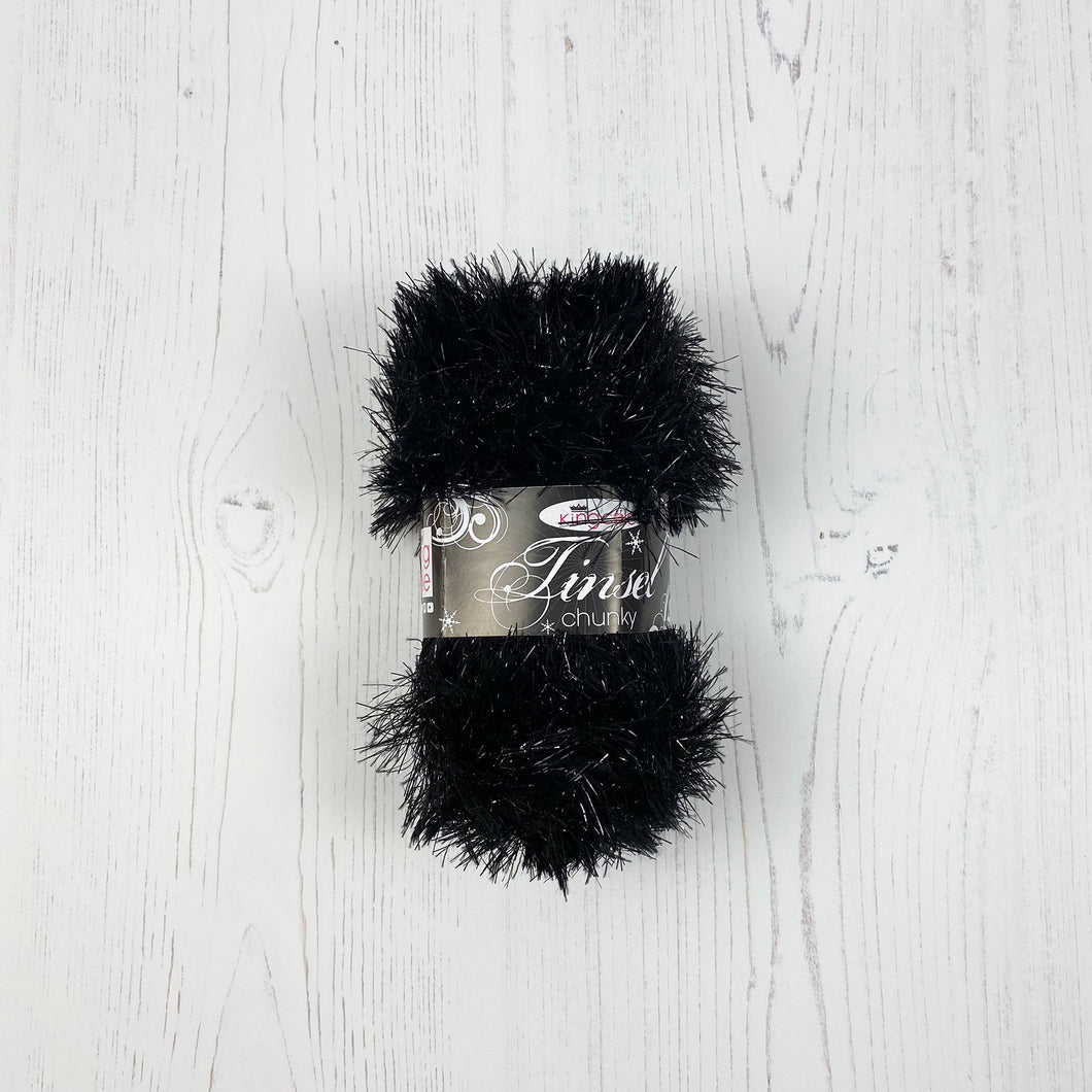 Yarn: Tinsel Chunky in Black, 50g Ball