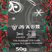 Load image into Gallery viewer, Yarn: Tinsel Chunky in Christmas, 50g Ball
