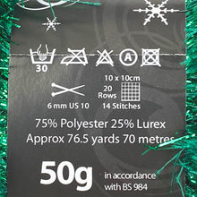 Load image into Gallery viewer, Yarn: Tinsel Chunky in Emerald, 50g Ball
