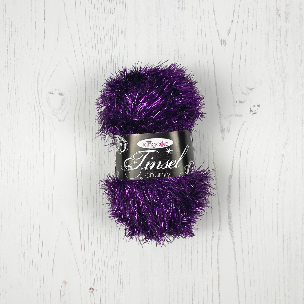 Yarn: Tinsel Chunky in Purple, 50g Ball